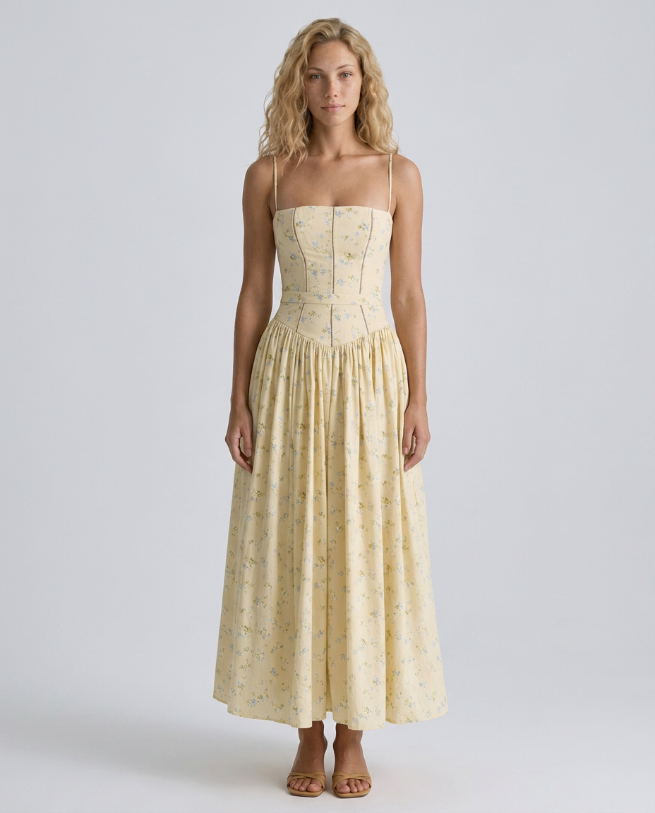 Elinor | Midi Sundress with Lace-Up Back