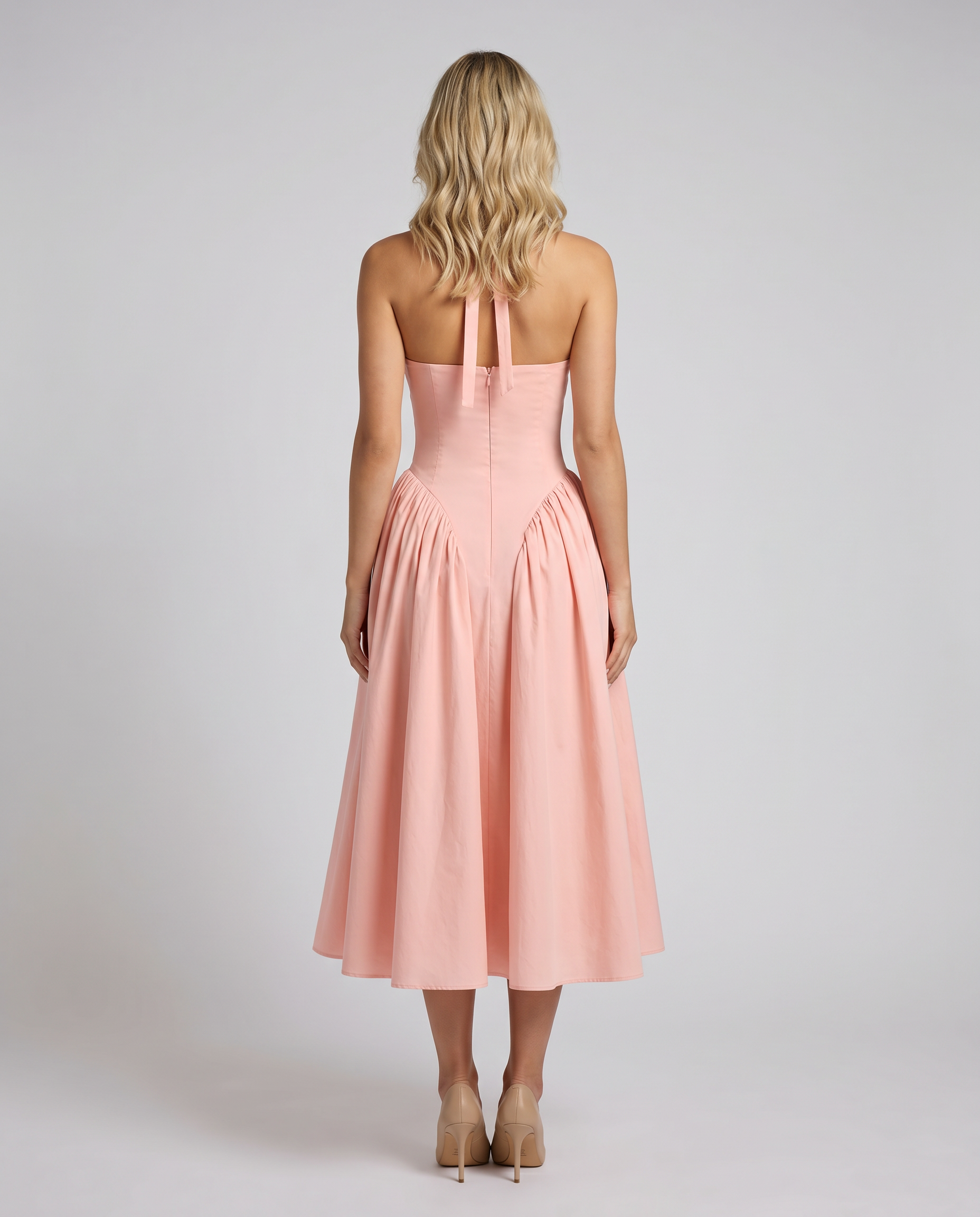 Women's Cotton Halter Neck Midi Dress Sleeveless Danika