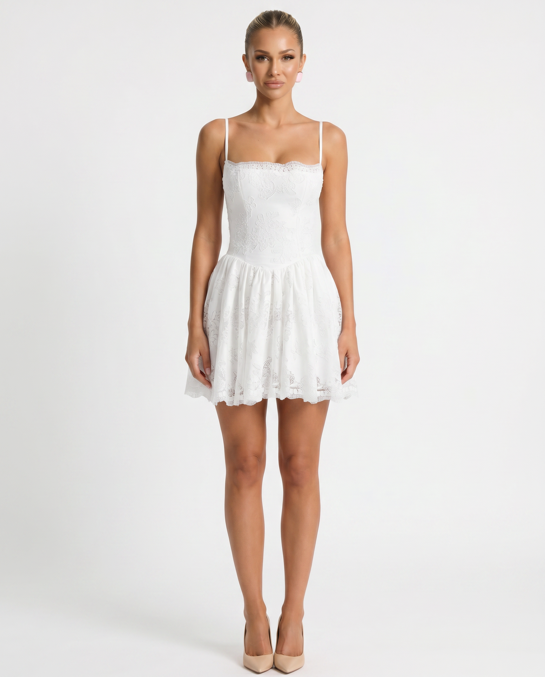 Tracie | Mini Dress with Broderie Anglaise Lace
