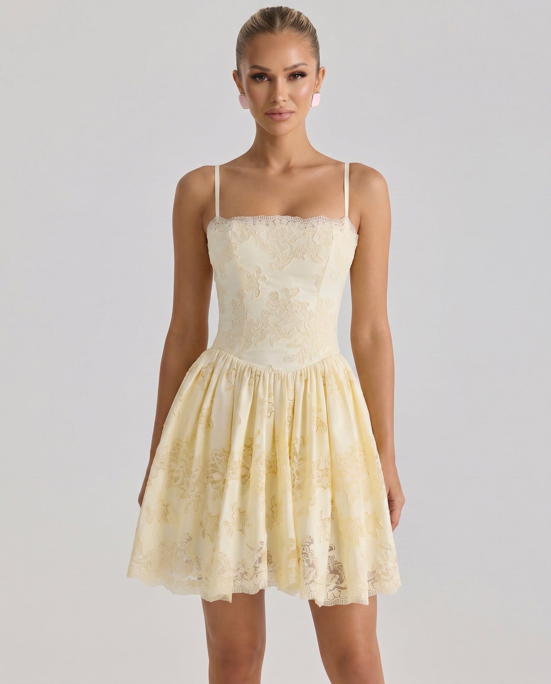 Tracie | Mini Dress with Broderie Anglaise Lace
