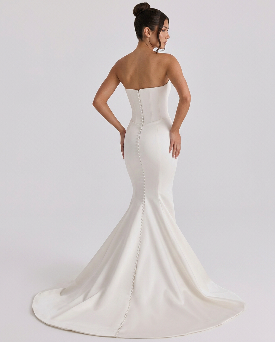 Lillian | Strapless Bridal Gown with Button Back