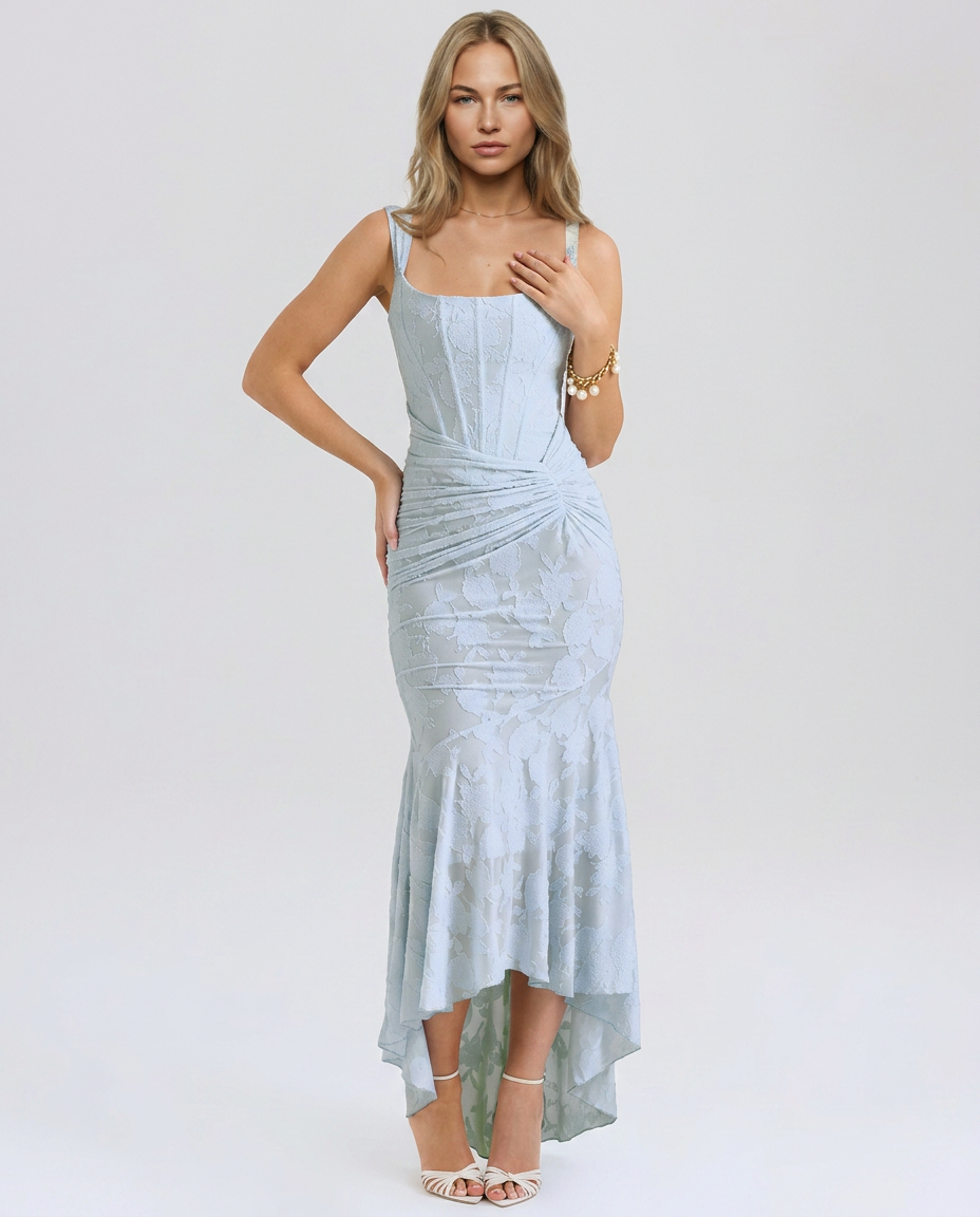 julie maxi dress Women's Floral Maxi Dress Ruched Corset Fluted Hem Julie