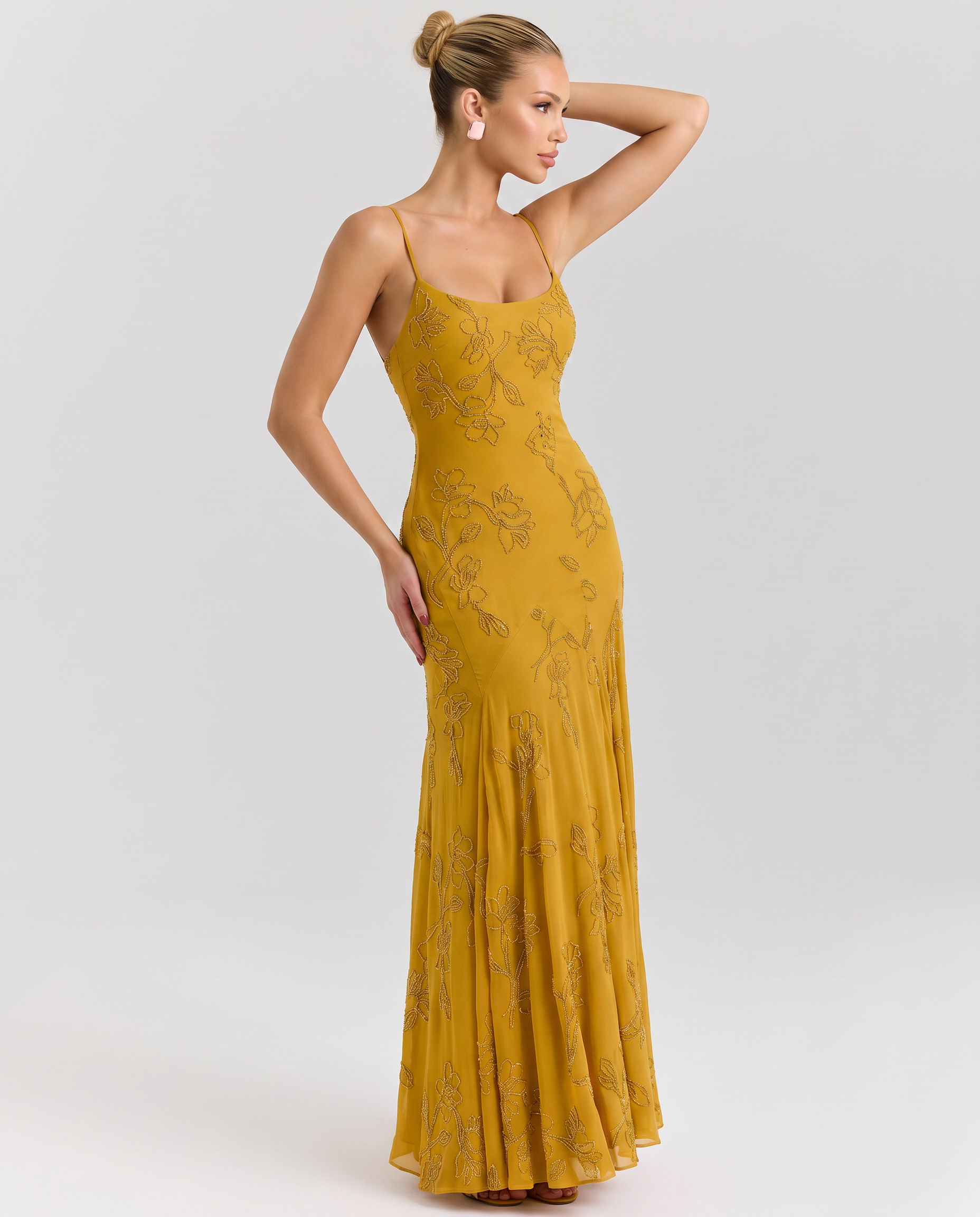 Evie | Maxi Dress with Beaded Embellishment and Lace-Up Back