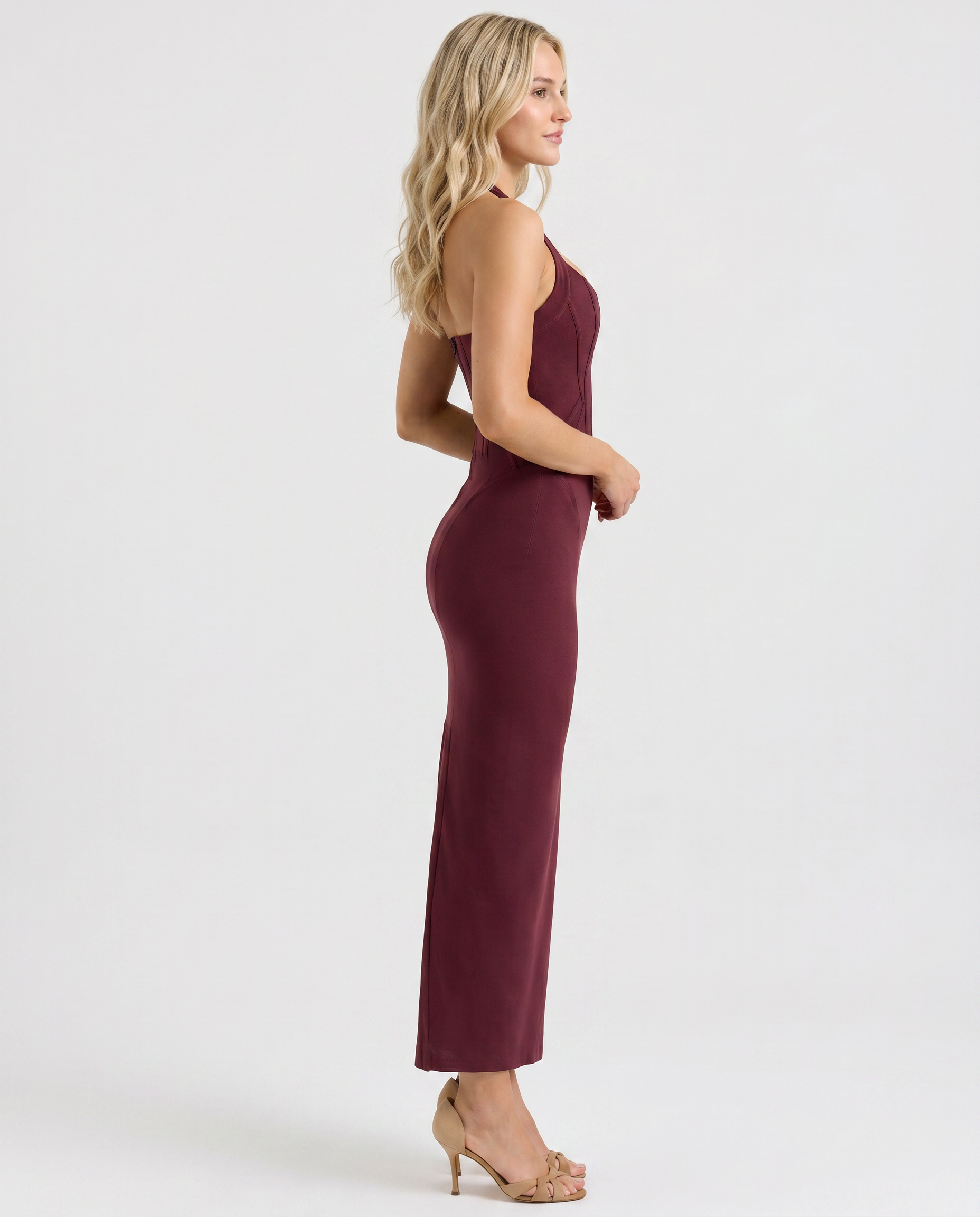Salome | Midi Dress with Halter Neck and Corset Bodice