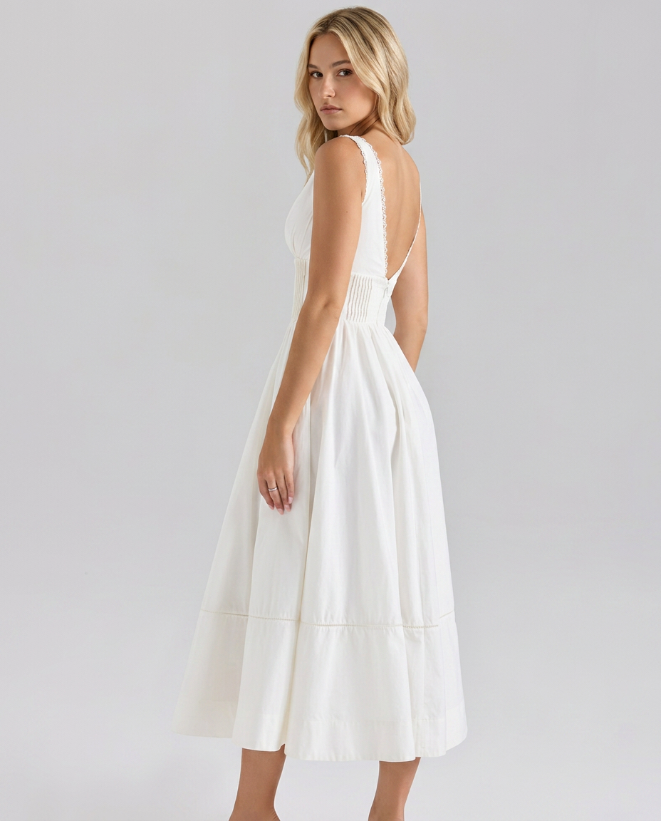 Earlene | Midi Sundress with Corset Waist Panel