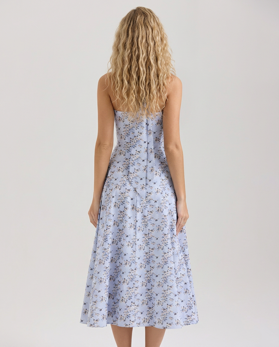 Alisha | Floral Halter Neck Midi Dress with Button Detail