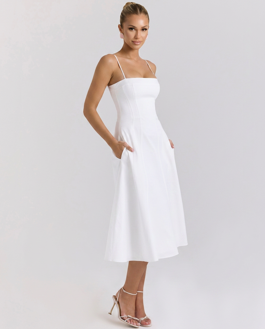 Norma | A-Line Midi Sundress with Pockets