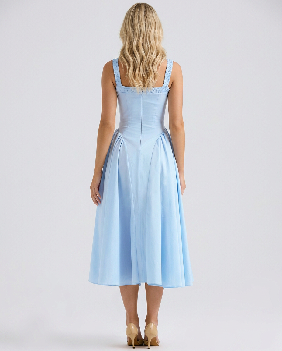 Azure | Cotton Midi Sundress with Voluminous Skirt