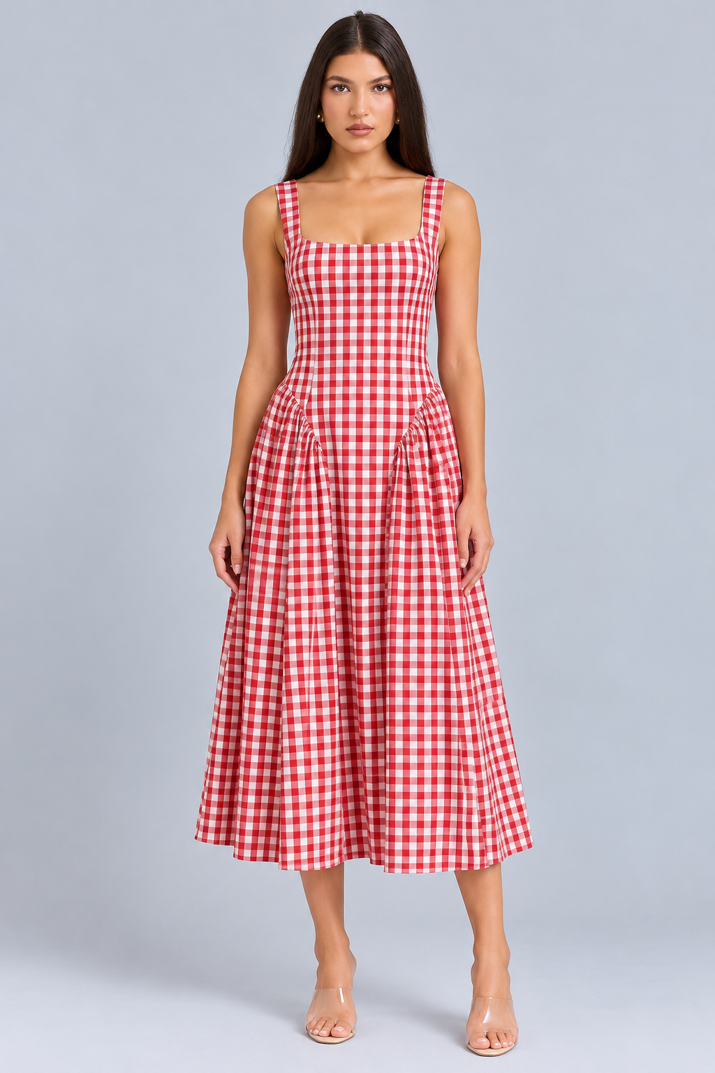 Lorna | Cotton Midi Sundress with Gathered Skirt