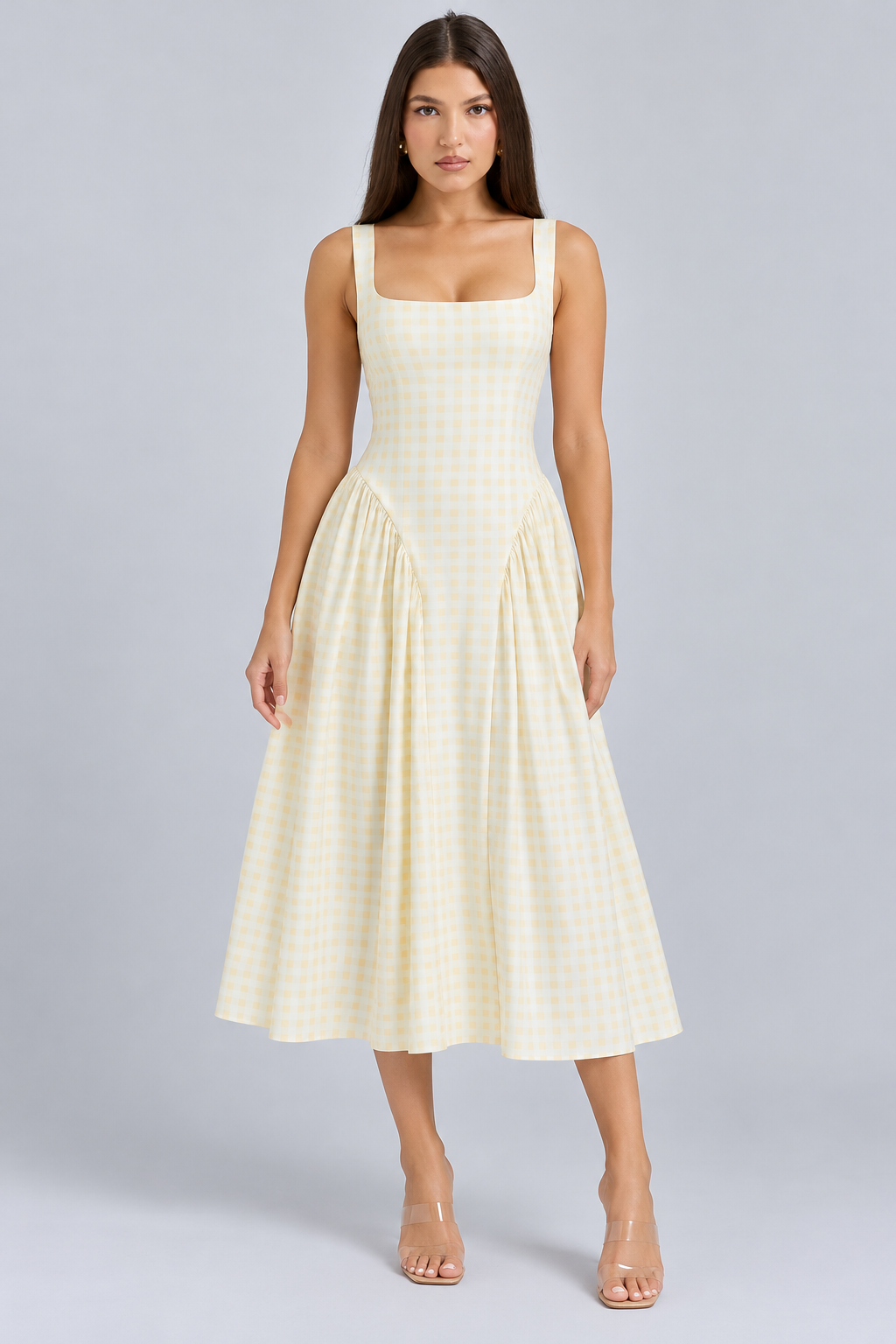 Lorna | Cotton Midi Sundress with Gathered Skirt