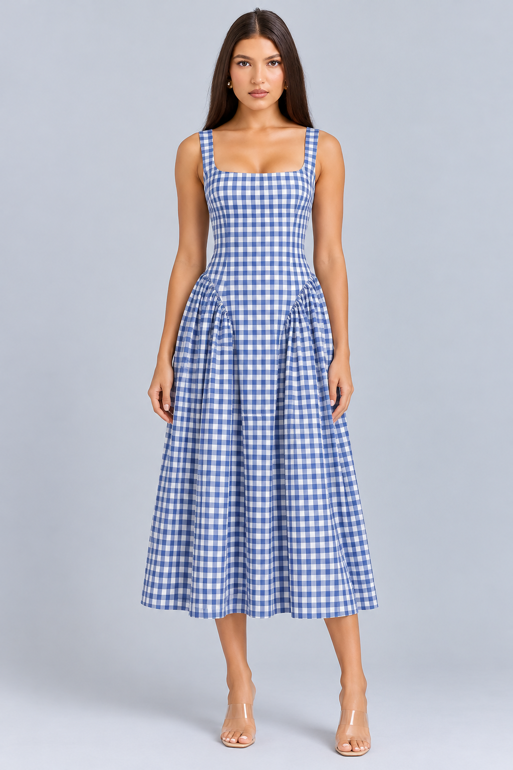Lorna | Cotton Midi Sundress with Gathered Skirt
