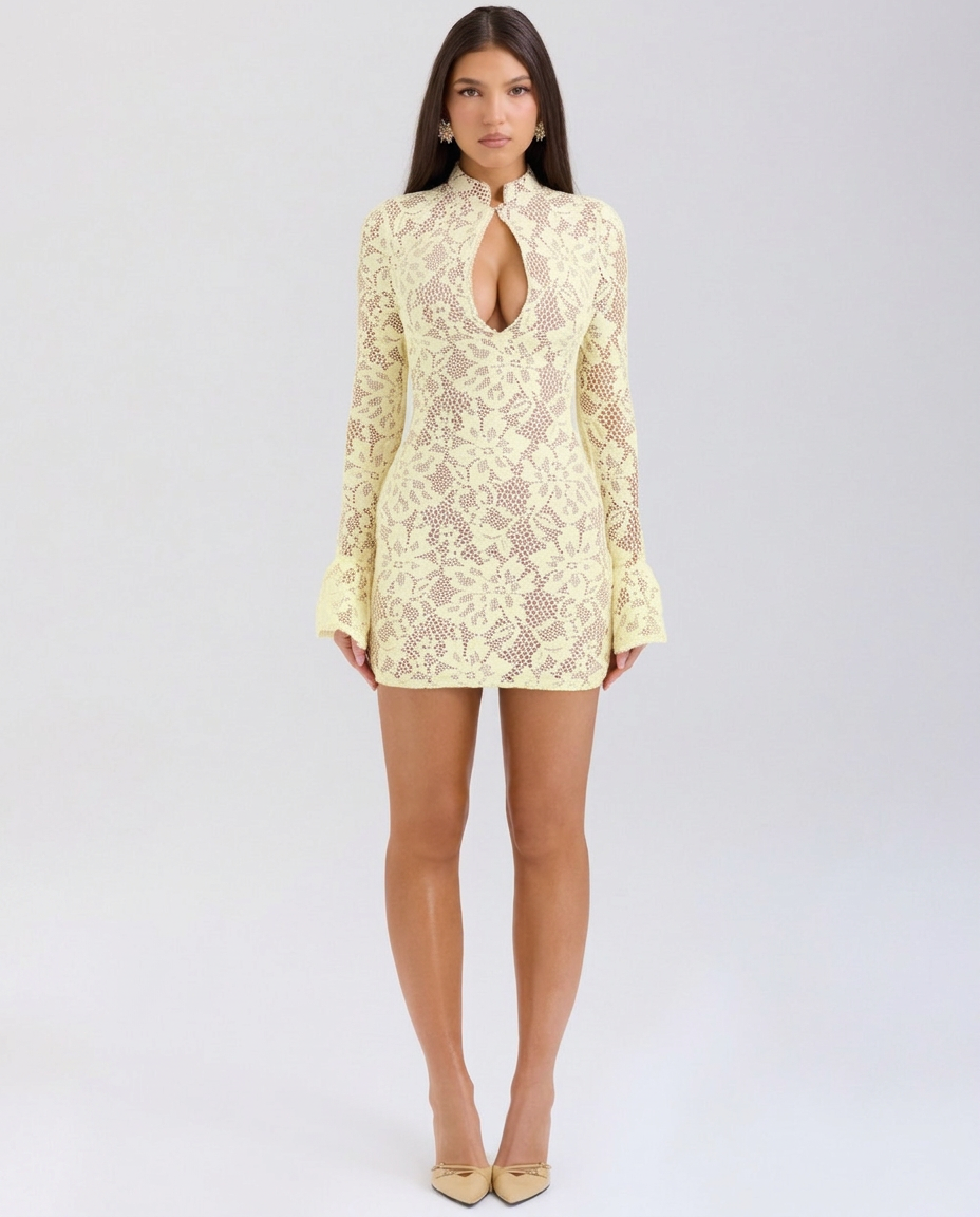 Sally | Keyhole Lace Mini Dress