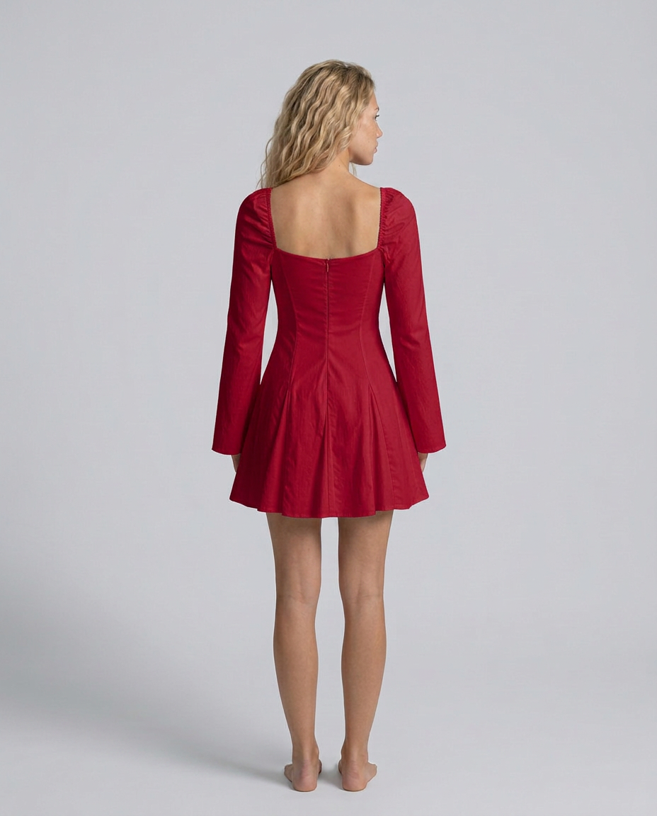 Monica | Flute Sleeve Mini Dress with Fitted Waist