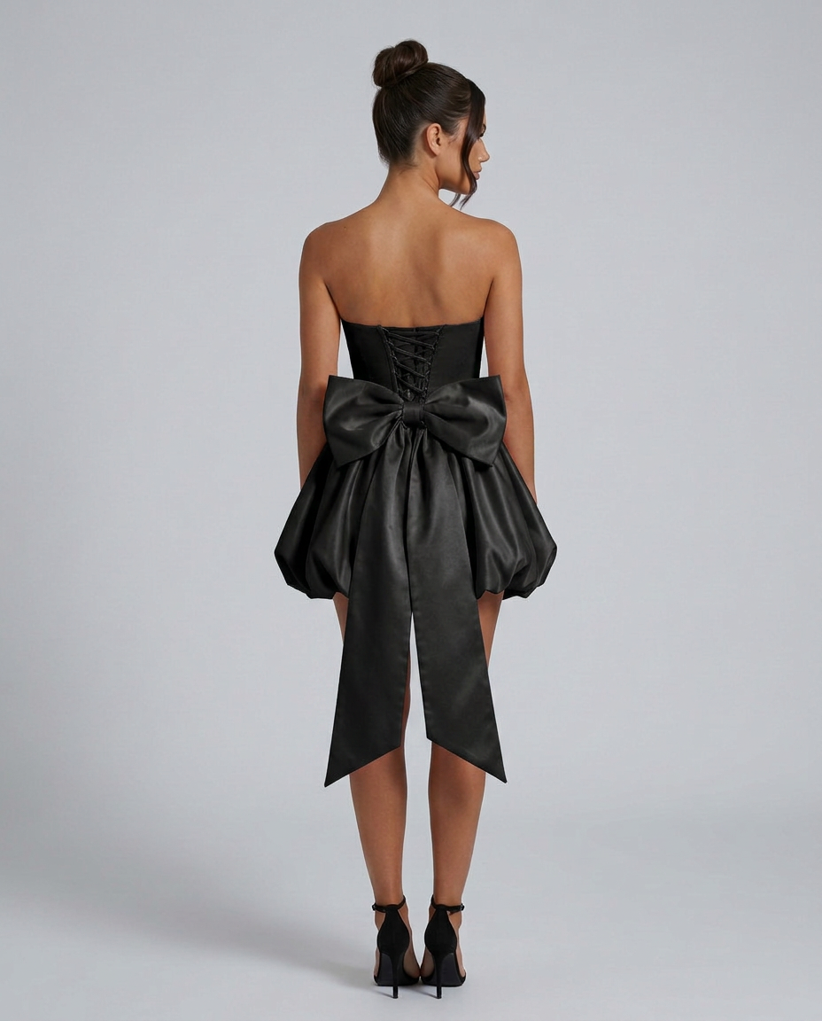 Lora | Strapless Mini Dress with Detachable Bow Detail