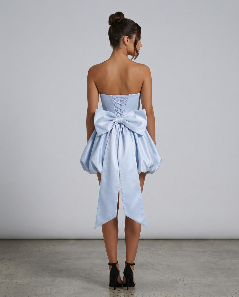 Lora | Strapless Mini Dress with Detachable Bow Detail