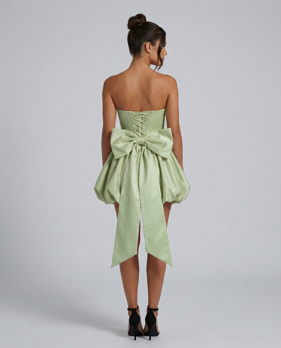 Lora | Strapless Mini Dress with Detachable Bow Detail