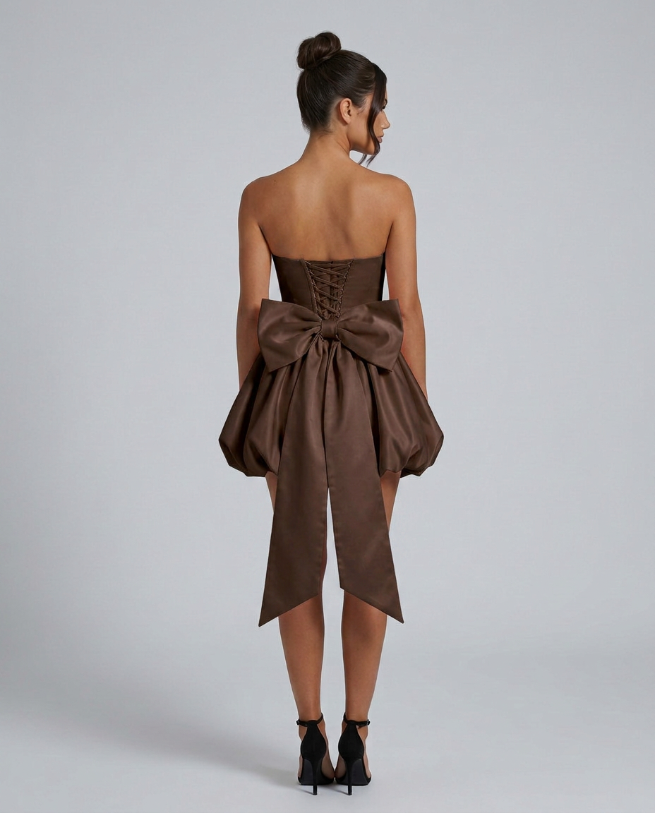 Lora | Strapless Mini Dress with Detachable Bow Detail