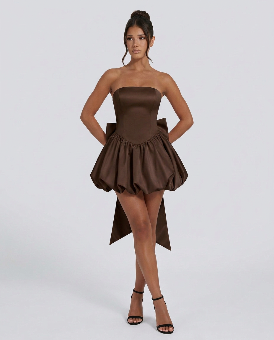 Lora | Strapless Mini Dress with Detachable Bow Detail
