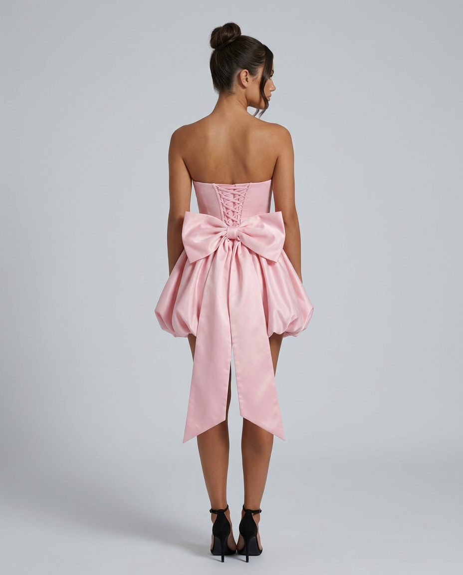 Lora | Strapless Mini Dress with Detachable Bow Detail