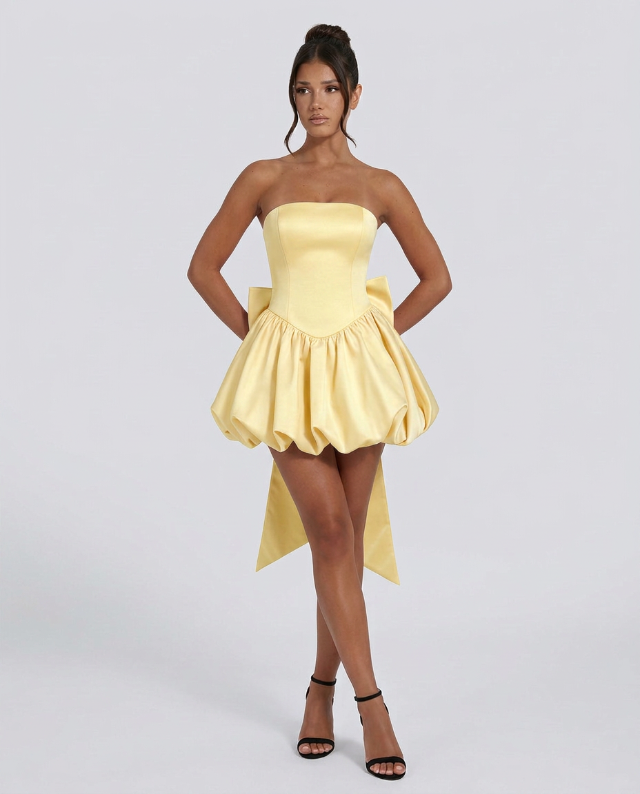 Lora | Strapless Mini Dress with Detachable Bow Detail