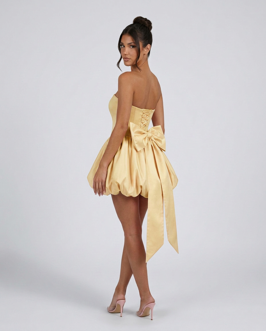 Lora | Strapless Mini Dress with Detachable Bow Detail