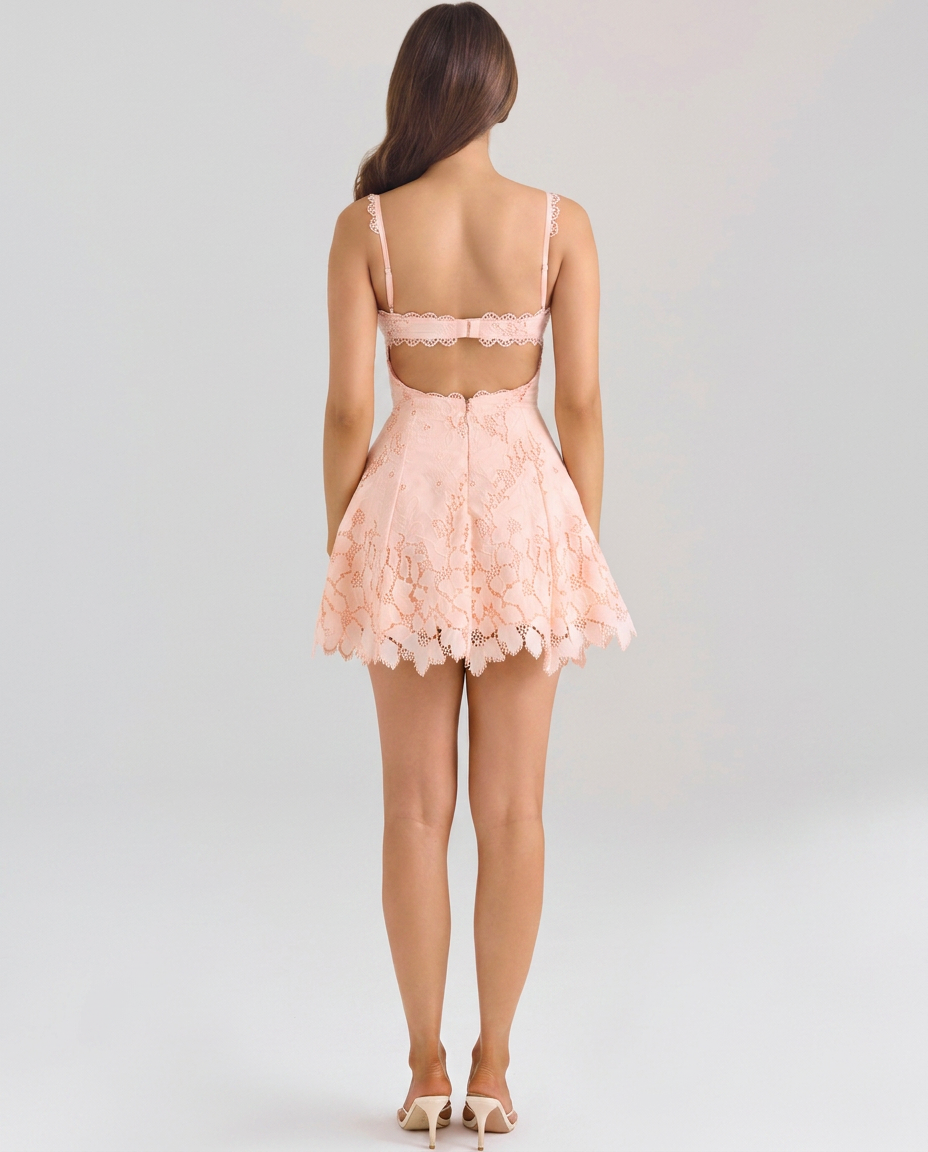 Noelle | Mini Dress with Scallop Lace Detail