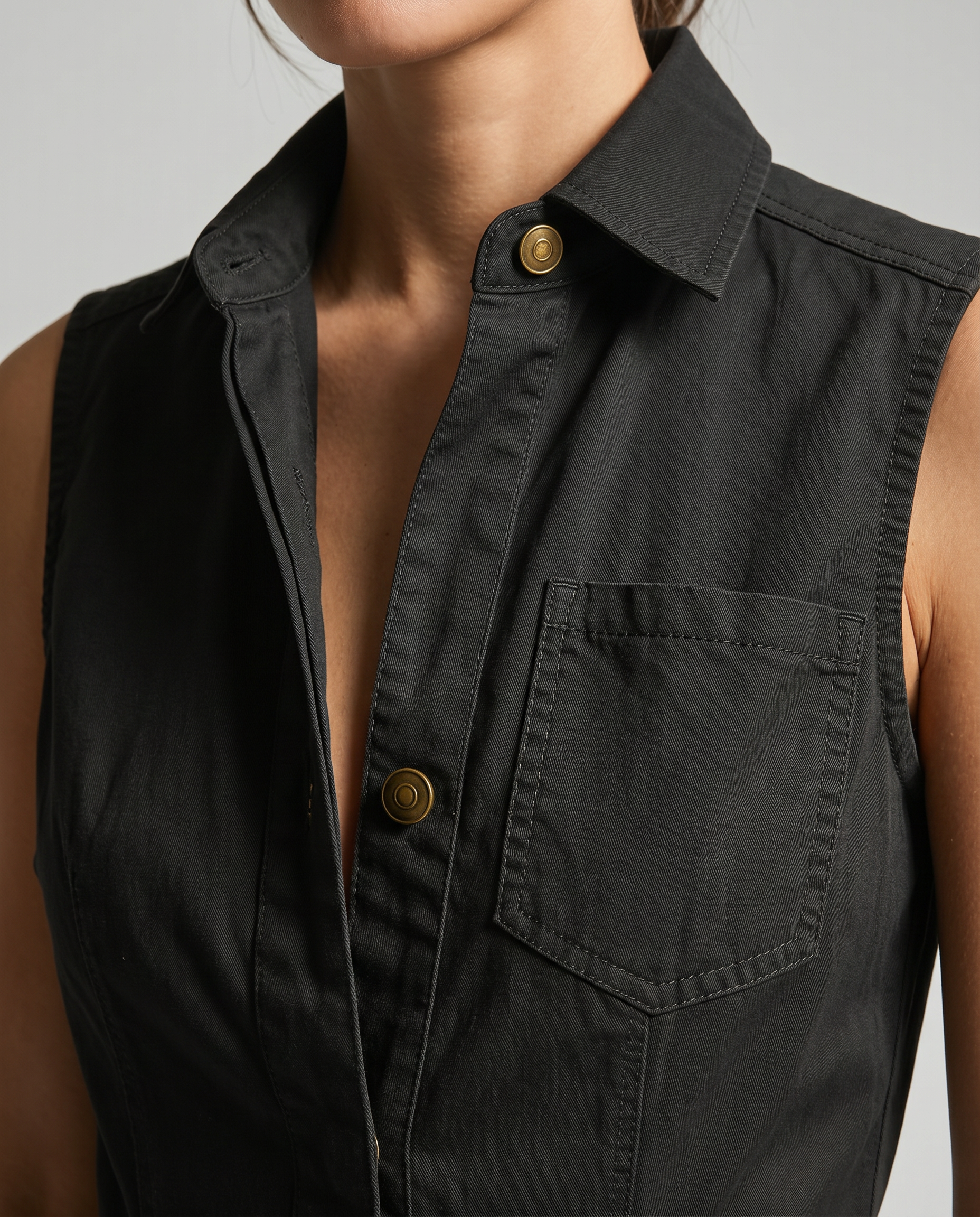 Alba | Sleeveless Collared Cargo Jumpsuit