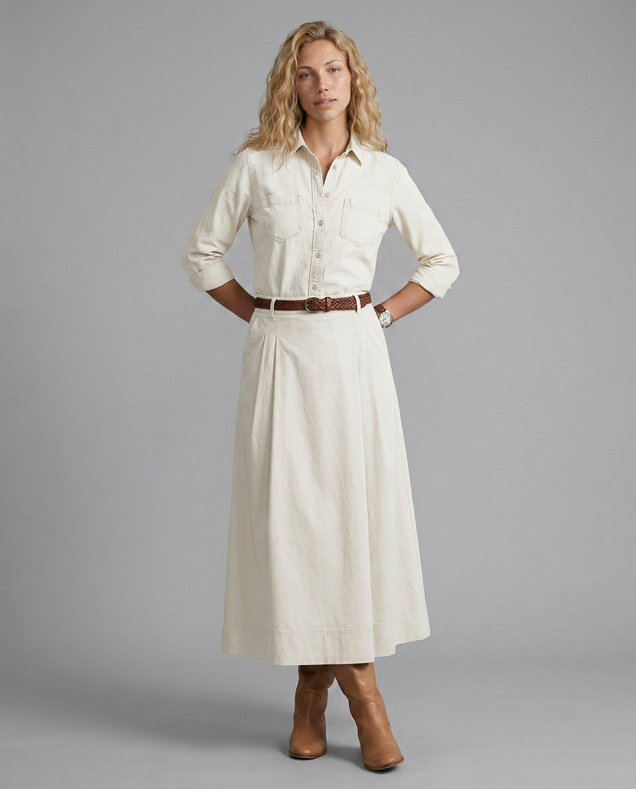 Natalia | A-Line Maxi Skirt in Cotton Blend