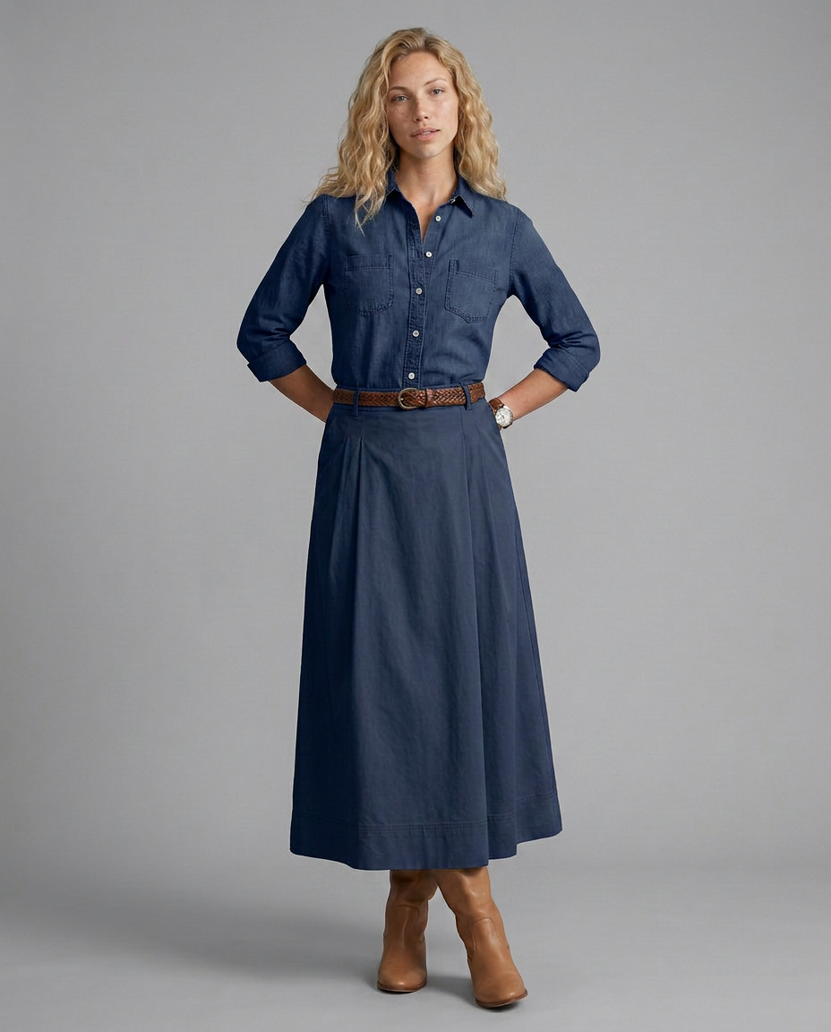 Natalia | A-Line Maxi Skirt in Cotton Blend