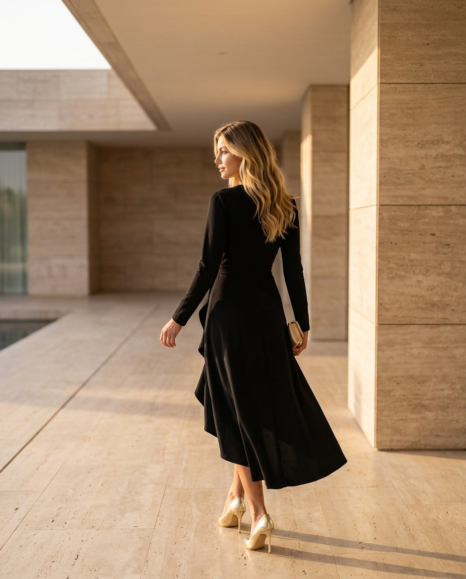 Charlotte | Wrap Midi Dress with Long Sleeves