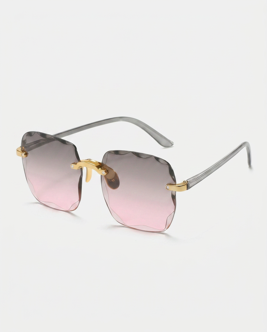 Joann | Rimless Sunglasses with Scalloped Gradient Lenses