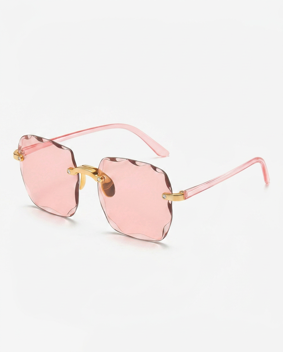 Joann | Rimless Sunglasses with Scalloped Gradient Lenses