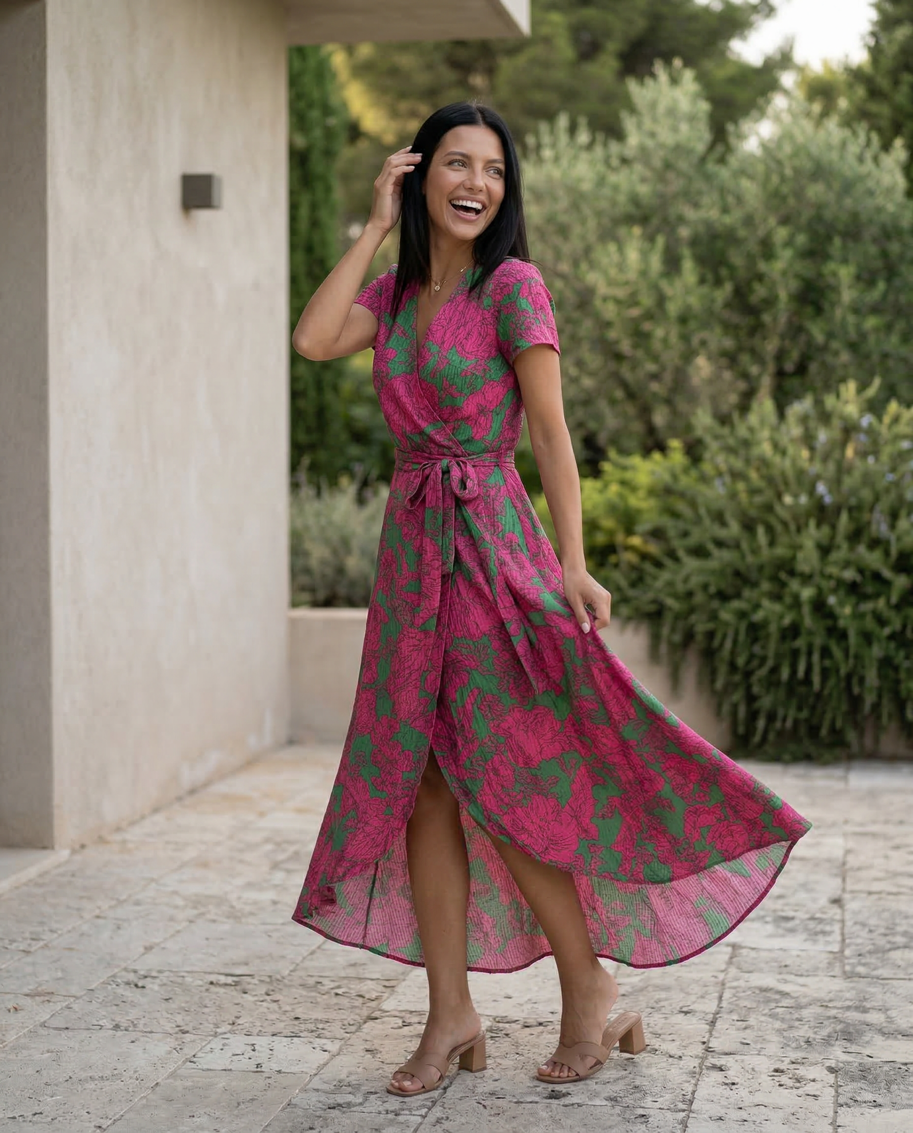 Elowen | Wrap Maxi Dress with Short Sleeves