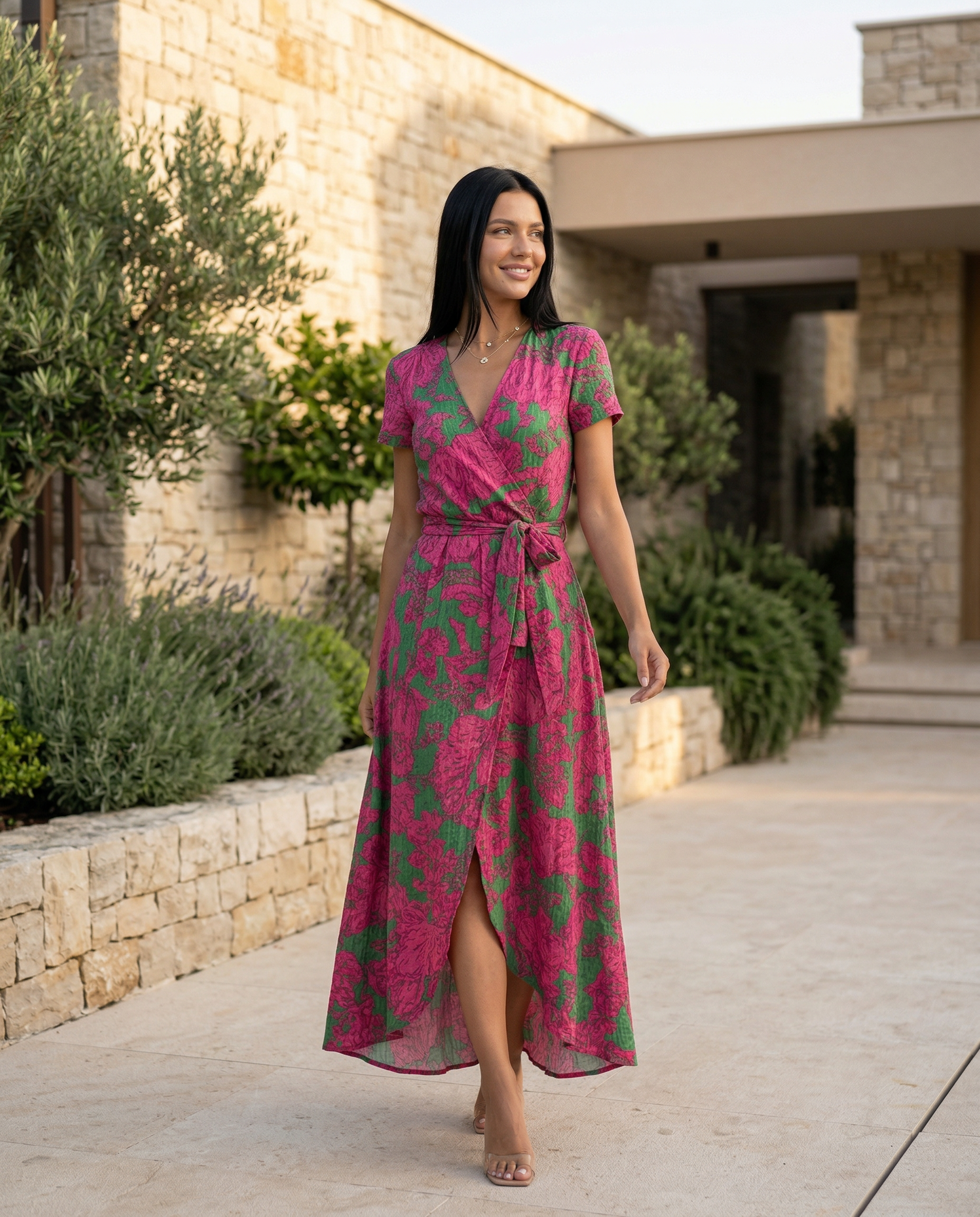 Elowen | Wrap Maxi Dress with Short Sleeves