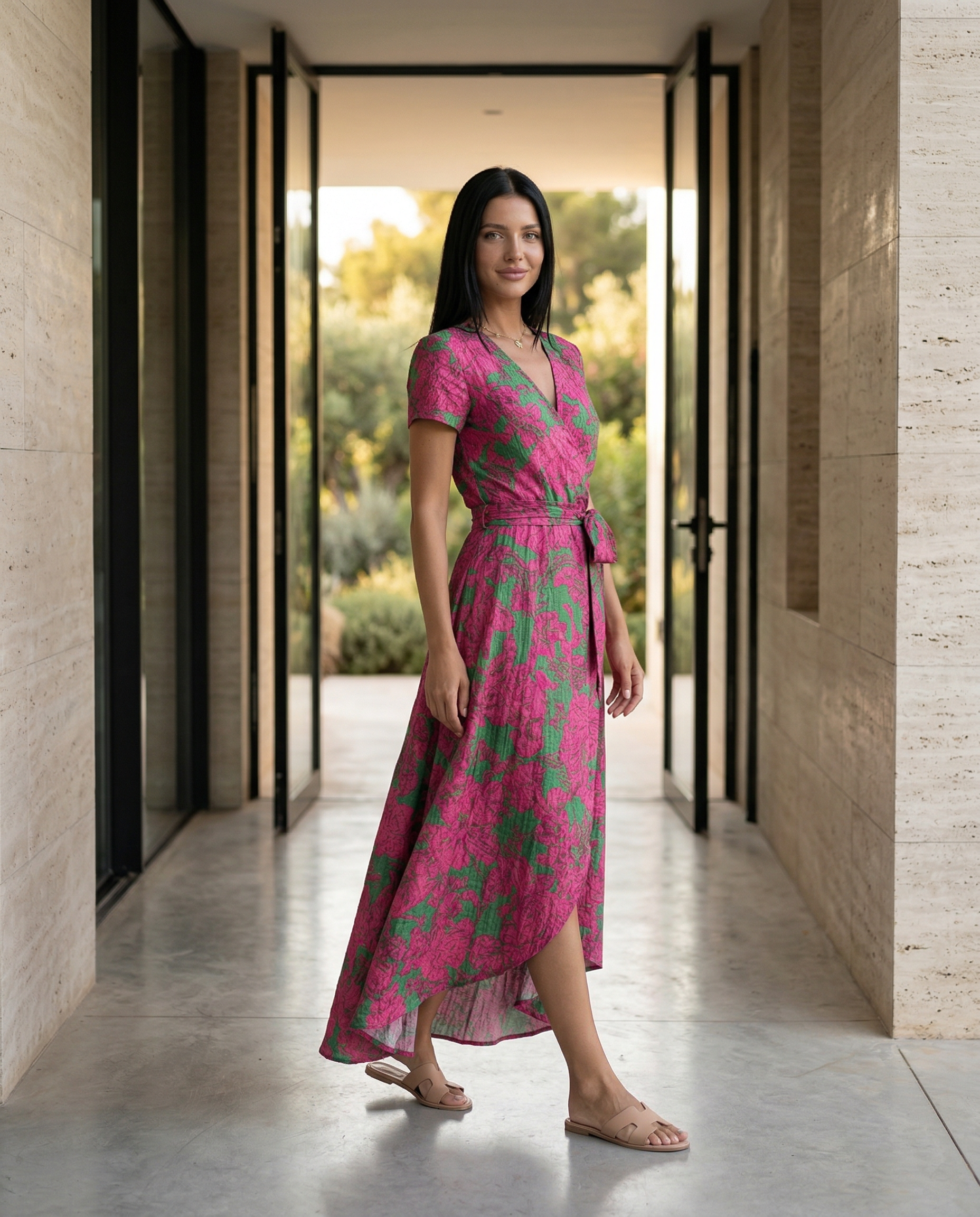 Elowen | Wrap Maxi Dress with Short Sleeves