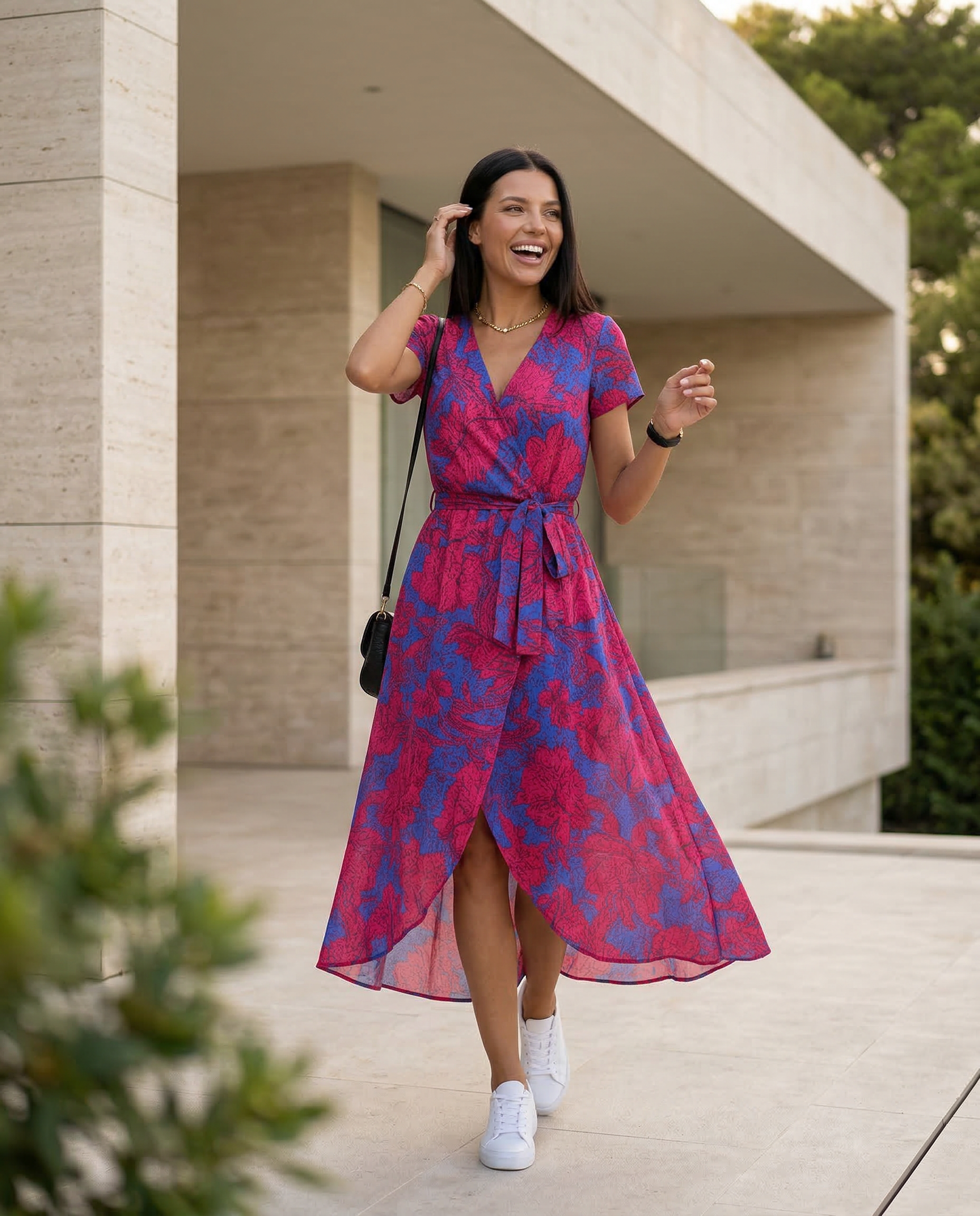 Elowen | Wrap Maxi Dress with Short Sleeves