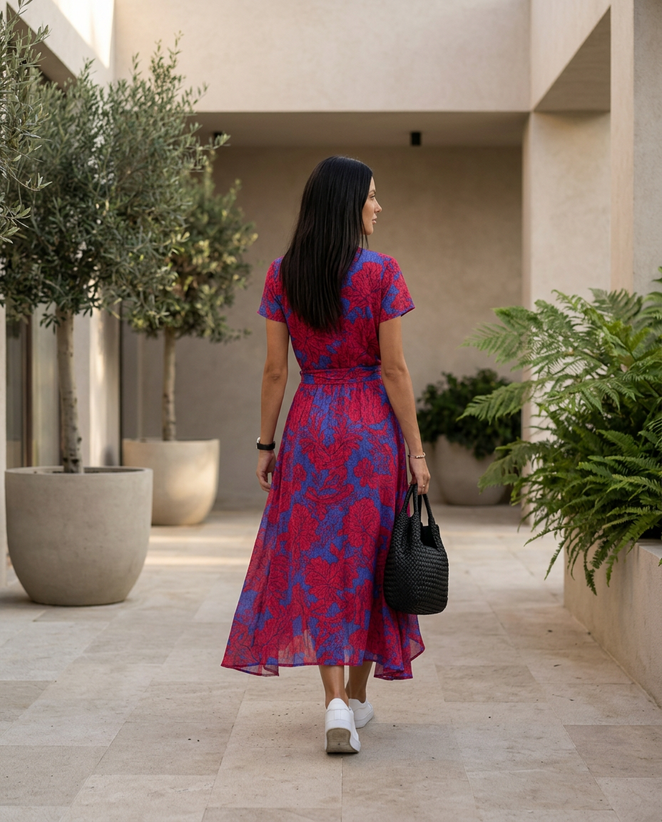 Elowen | Wrap Maxi Dress with Short Sleeves