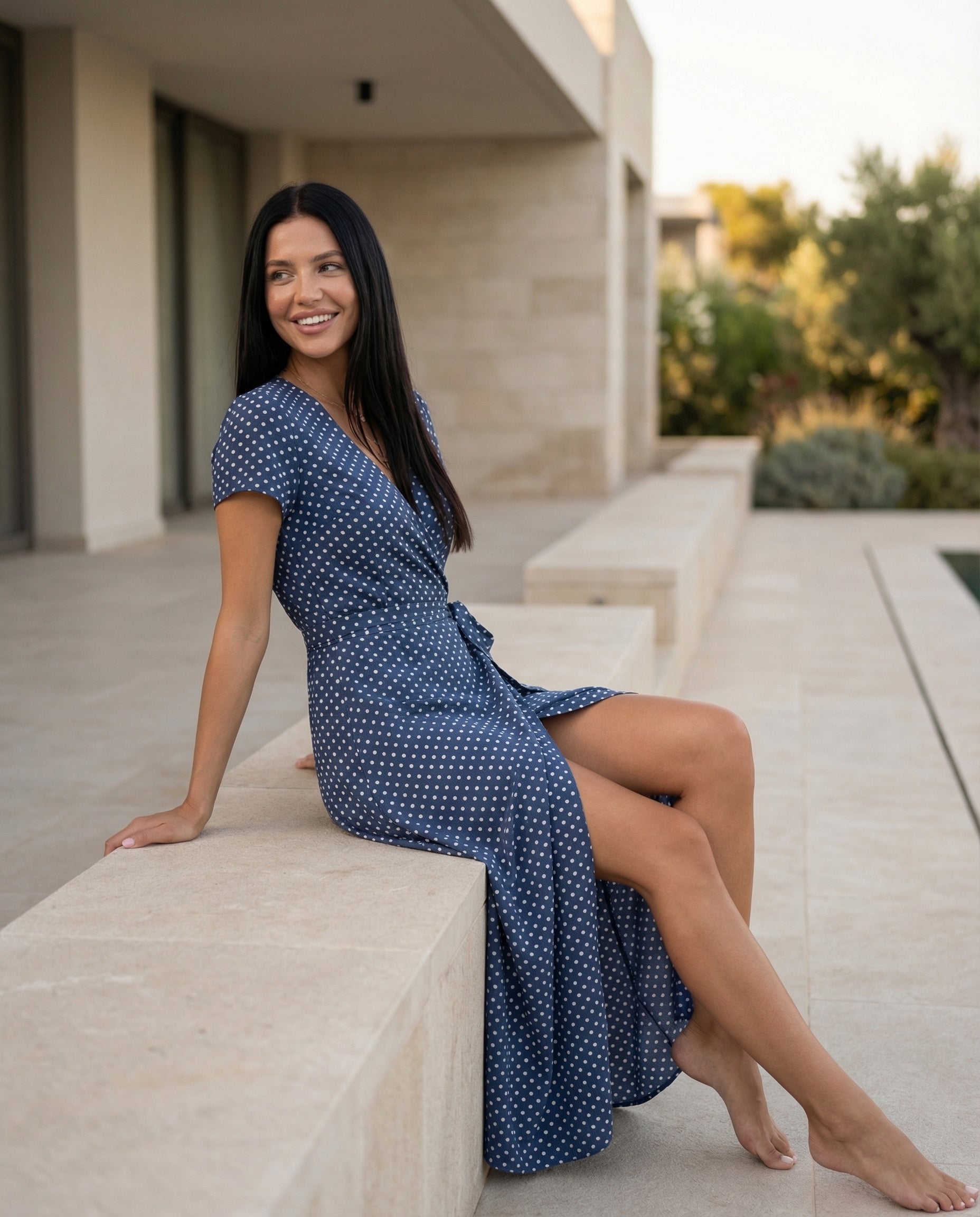 Elowen | Wrap Maxi Dress with Short Sleeves