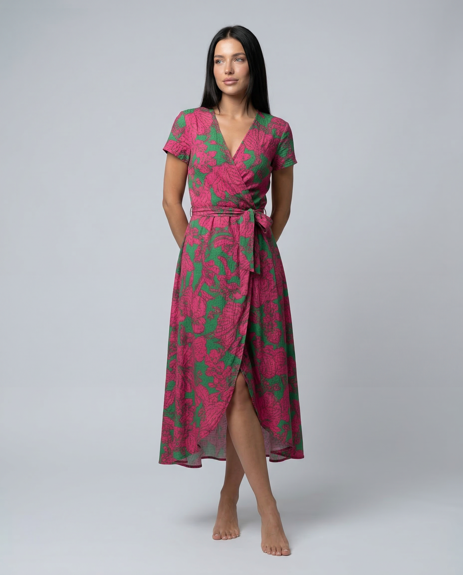 Elowen | Wrap Maxi Dress with Short Sleeves