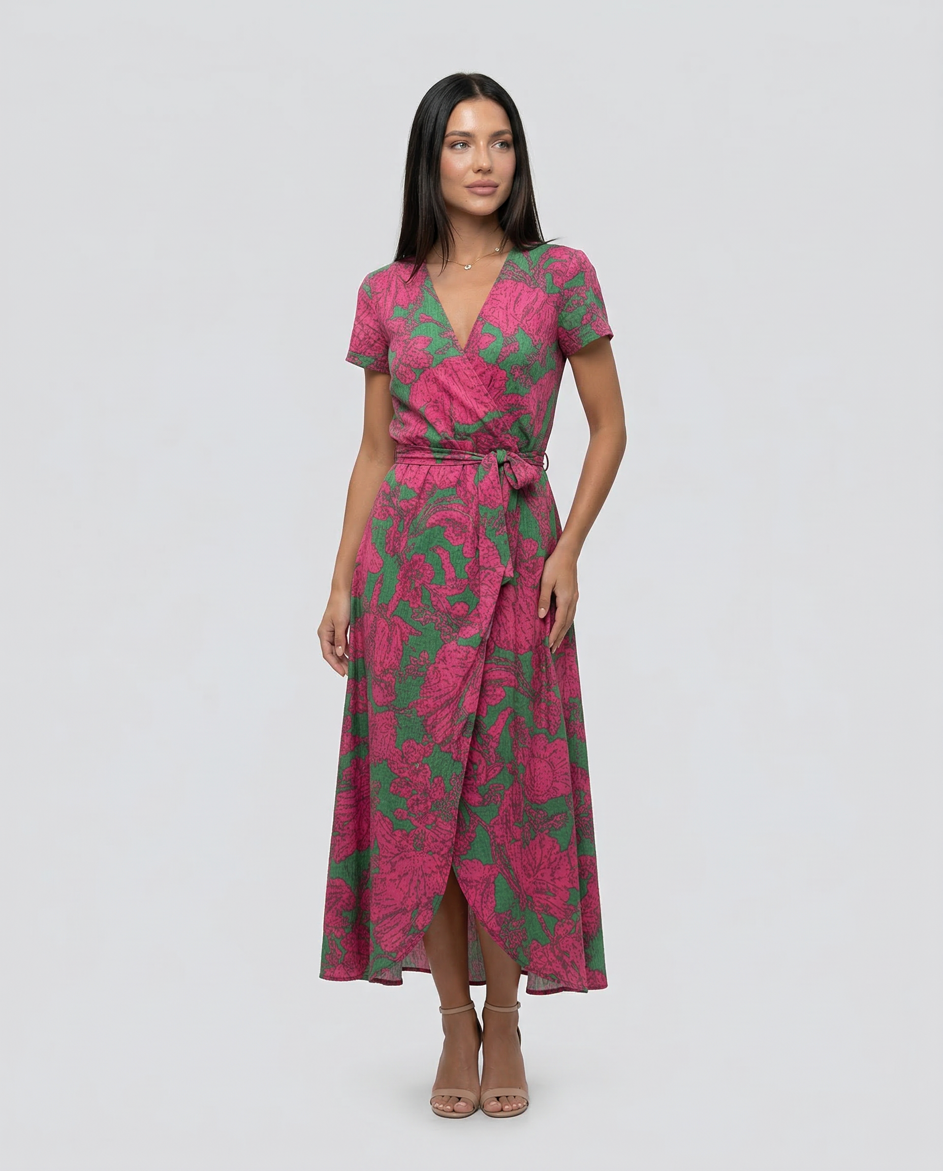 Elowen | Wrap Maxi Dress with Short Sleeves