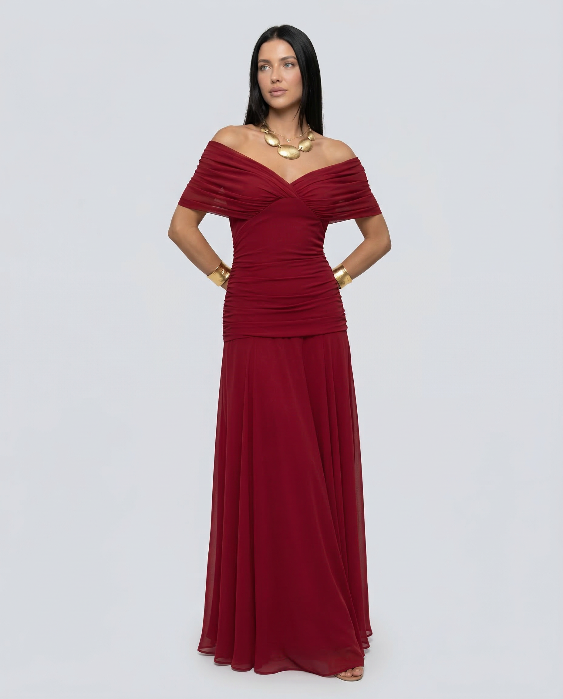 Eloria | Maxi Dress with Draped V-Neck