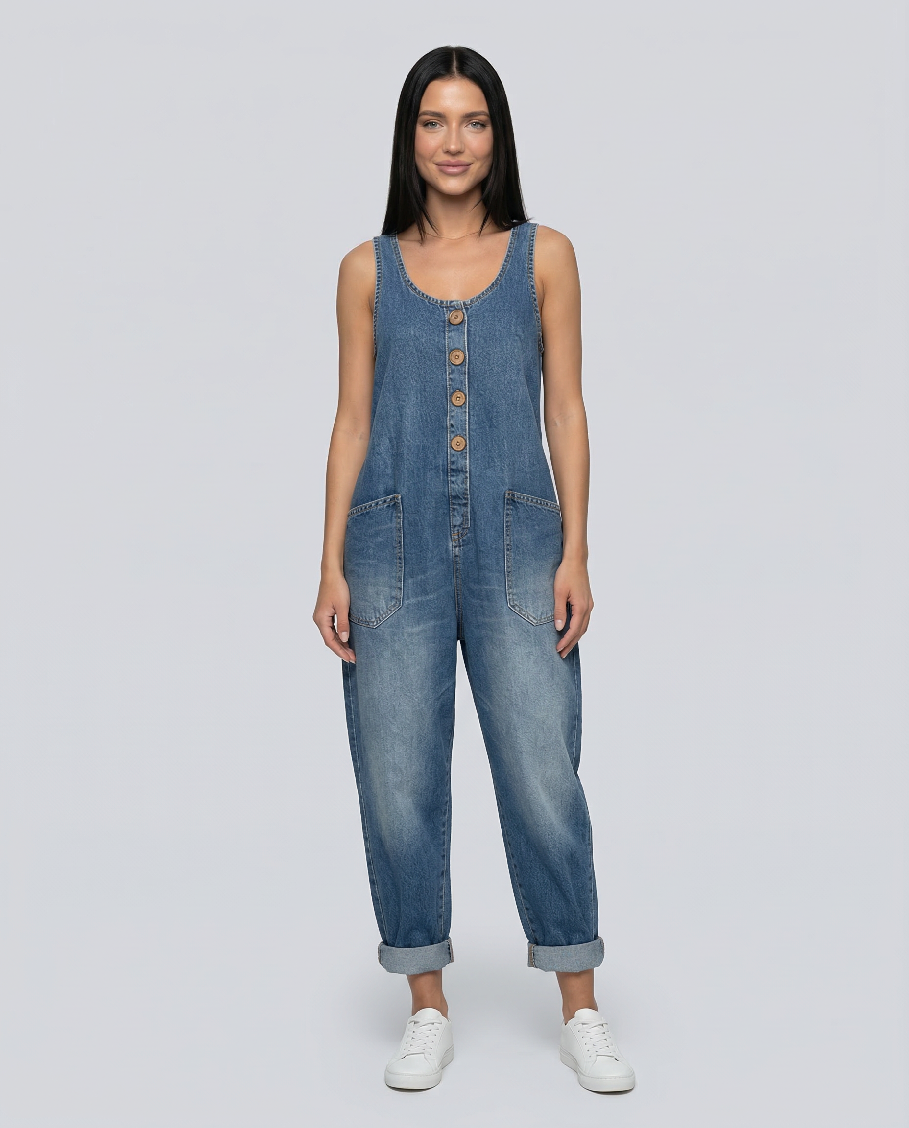 Abigail | Denim Jumpsuit with Button Front