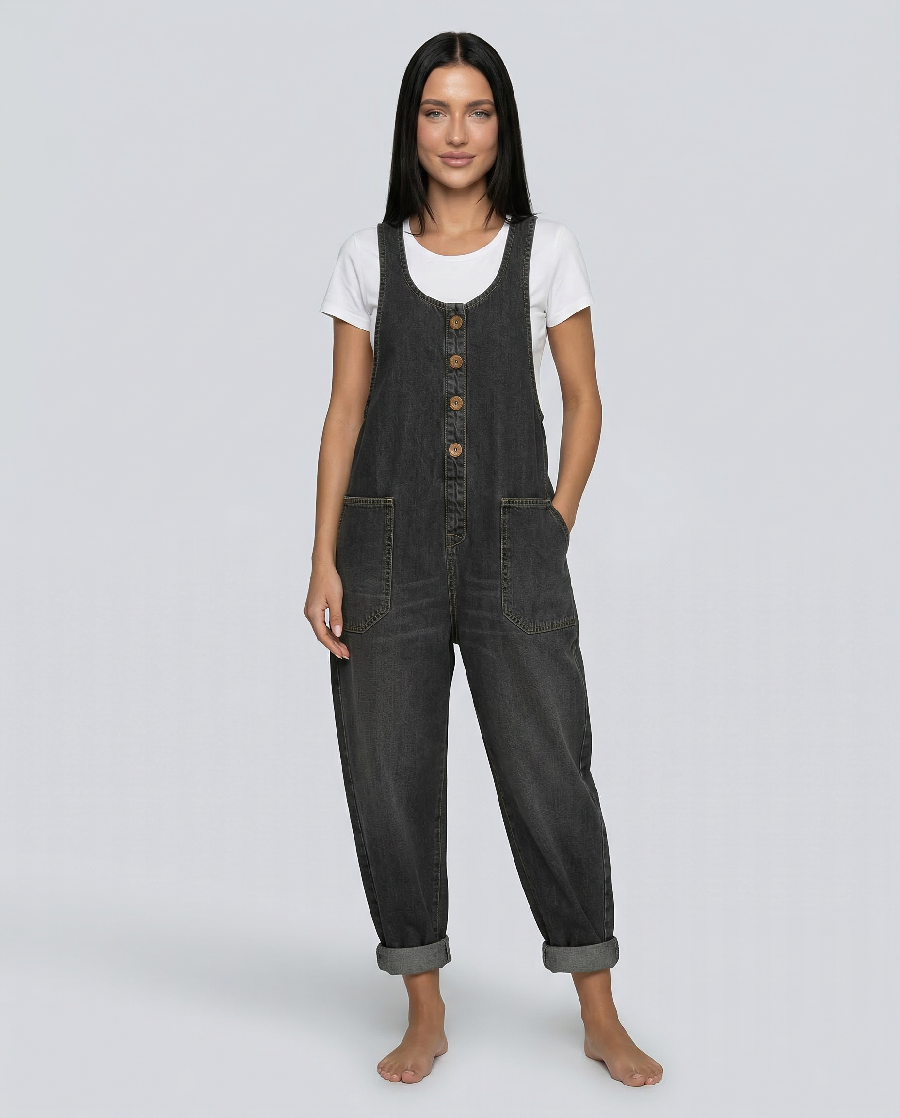 Abigail | Denim Jumpsuit with Button Front