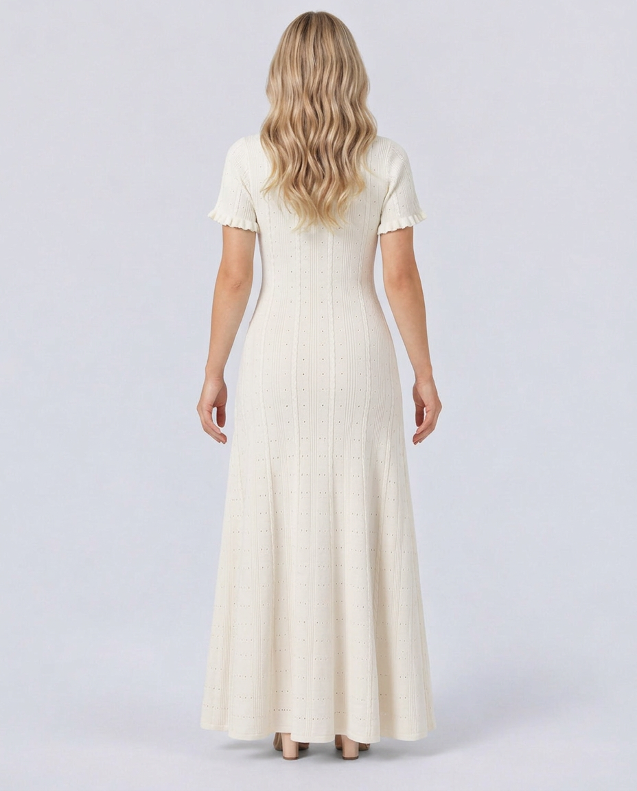 Amelie | Pointelle Knit Button Front Maxi Dress