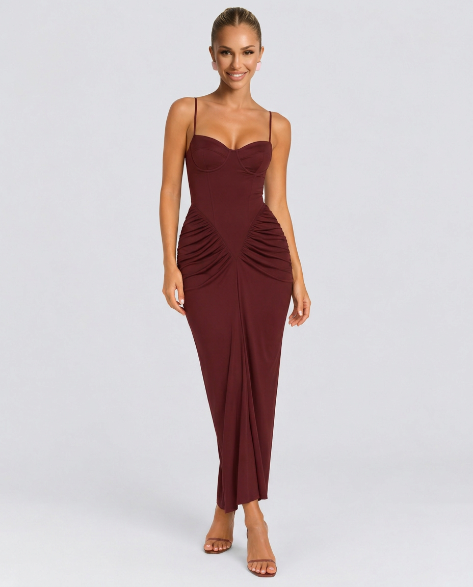 Asha | Ruched Bustier Maxi Dress