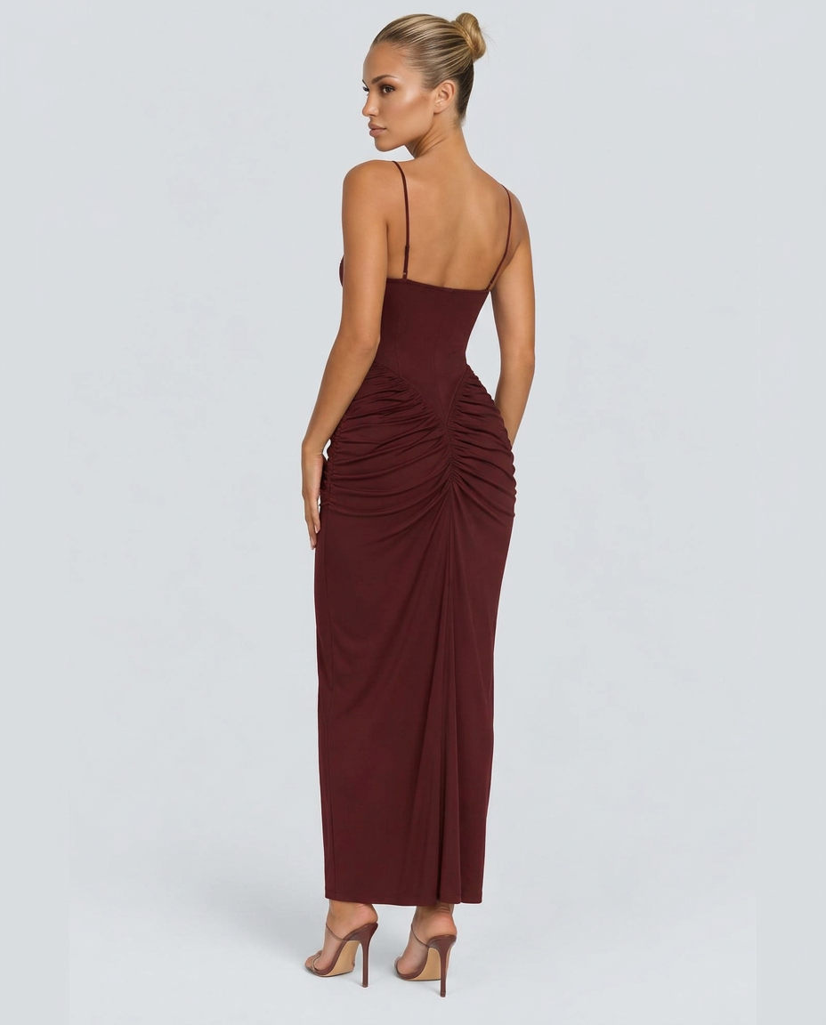Asha | Ruched Bustier Maxi Dress
