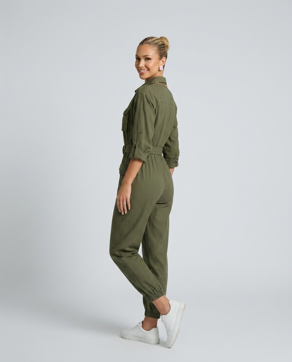 Arden | Cargo Jumpsuit with Belted Waist
