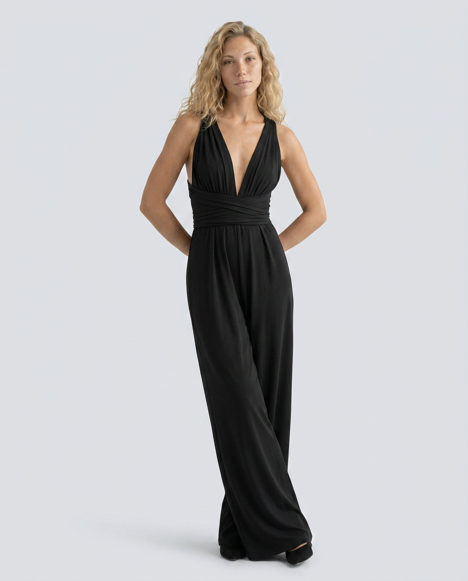 Keri | Satin-Style Jumpsuit with Halter Neck Detail