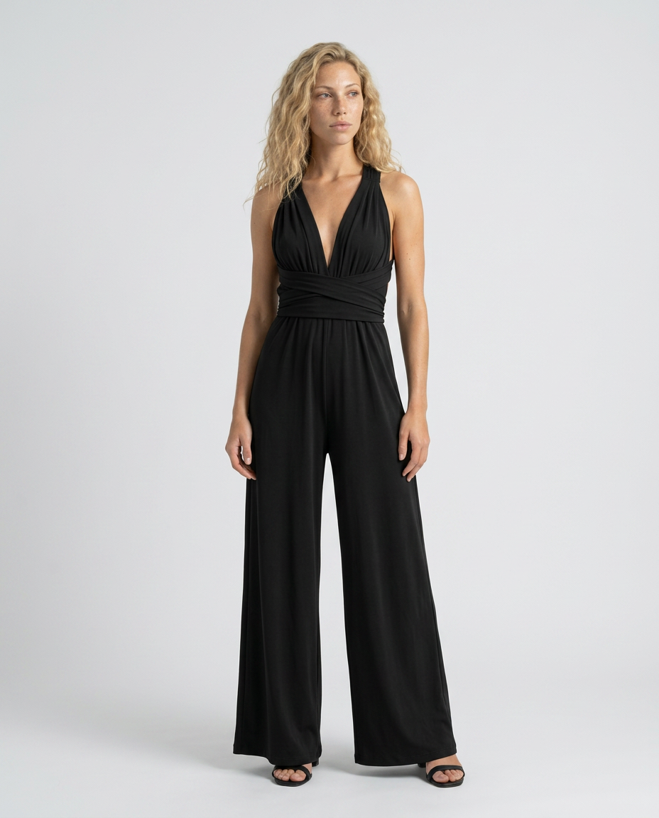 Keri | Satin-Style Jumpsuit with Halter Neck Detail