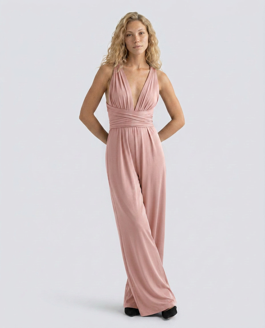 Keri | Satin-Style Jumpsuit with Halter Neck Detail